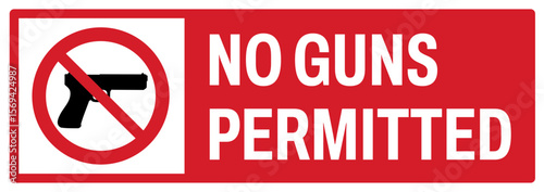 prohibition safety signs v2 uppercase text_no gun permitted landscape size 1/2 a4,a3,a2,a1 