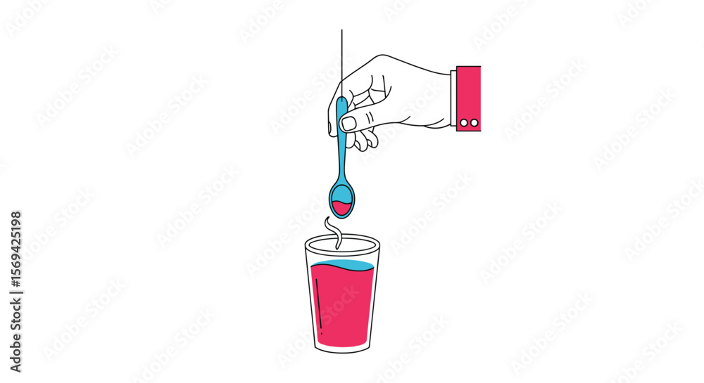Obraz premium Adding a spoonful of sweetness to a colorful beverage creates a delightful drink experience
