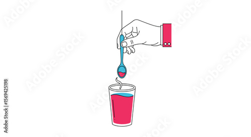 Adding a spoonful of sweetness to a colorful beverage creates a delightful drink experience
