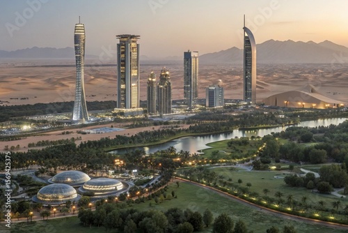 Futuristic Desert Cityscape with Visionary Architecture and Modern Design