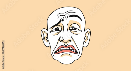 Expressive Face: Discomfort and Concern Illustration