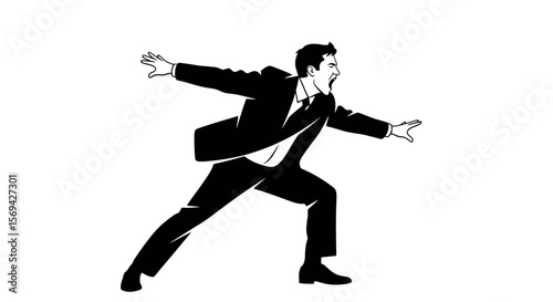 Aggressive Business Leader: Vector Illustration of Power and Control