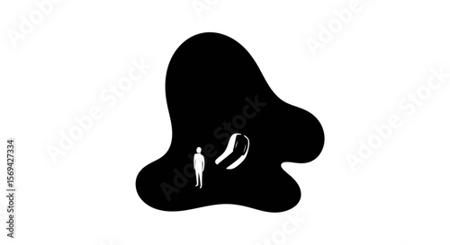 Surreal Encounter: Silhouette, Void, and Human Figure