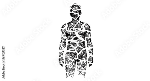 Shattered Self: Abstract Figure Illustrating Mental Fragmentation