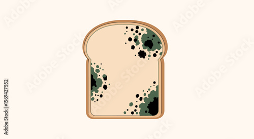 Moldy Bread Slice - Food Spoilage Illustration