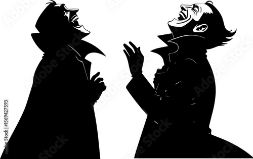 Vampire Villain Laughing Silhouette - Evil Character Hysteria