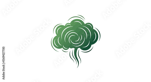 Green Cloud Swirl: Environmental Impact Illustration