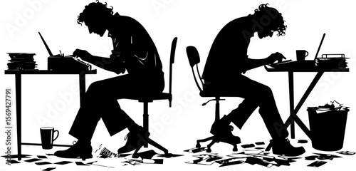 Writers Typing Silhouette - Creative Process and Deadlines