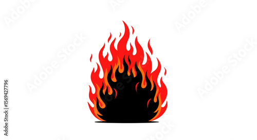Stylized Fire Flame Illustration on White Background