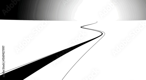 Winding Road to Light - Minimalist Graphic Illustration