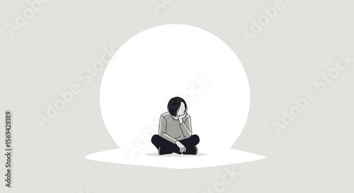 Solitude in Spotlight: Minimalist Mental Health Illustration