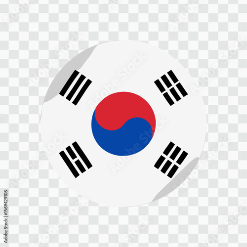 "South Korea Flag Icon with Circular Design"
