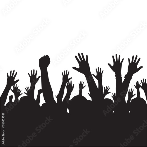 Vector silhouette of hands up