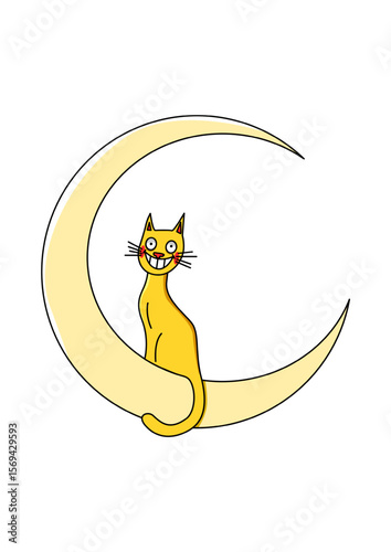 illustration of a cat on the moon