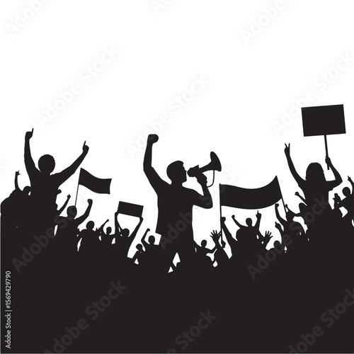 Vector silhouette of people demonstrating