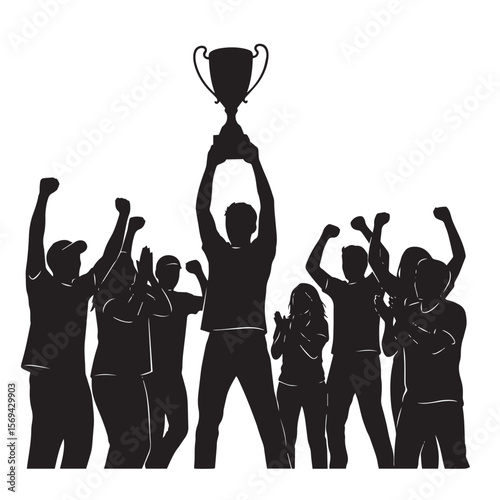 Vector silhouette of a person celebrating victory