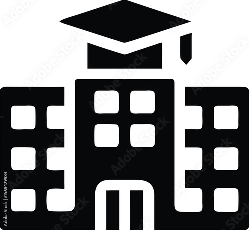 University building icon with graduation cap