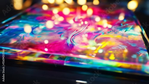 Vibrant, abstract, resin art piece