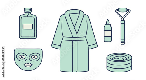 Spa Day Essentials Green Bathrobe Face Mask Roller Bottles