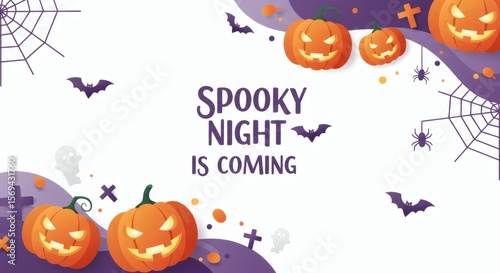 Spooky Night is Coming Halloween Pumpkin Party Invitation Design