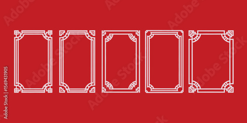 Chinese Frame Corner Ornament Vector Set – Decorative Line Art Borders, Corners, and Headers for Elegant Cards, Invitations, Posters, Covers, and Traditional Design Projects

