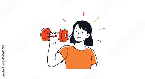 A woman is exercising with a dumbbell for her health and fitness workout