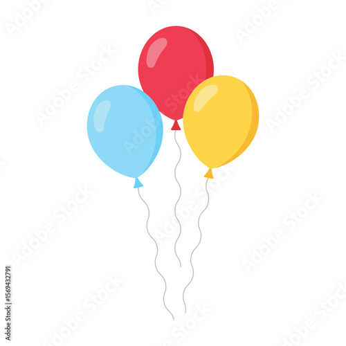 Group of colorful helium balloons floating together, perfect for celebration themes like birthday, party, or festive decoration.