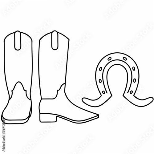 Cowboy Boots and Horseshoe Icon western footwear