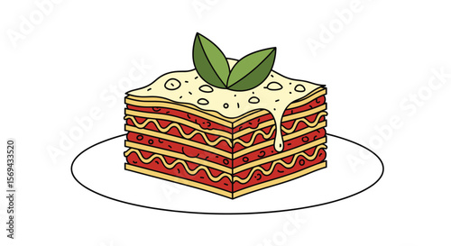 Delicious layered pasta bake with rich tomato sauce and creamy b�chamel sauce topped with fresh green herbs