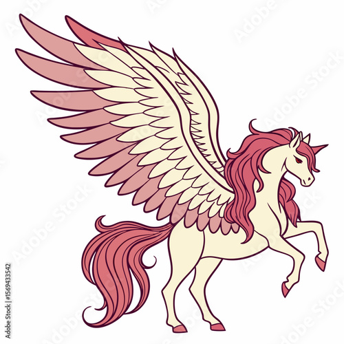 Cream winged horse with pink mane and tail pegasus fantasy