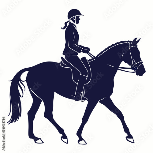 Equestrian rider on horseback silhouette dark blue