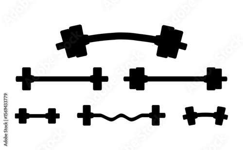 Barbell solid icon. Silhouette barbel icon.	