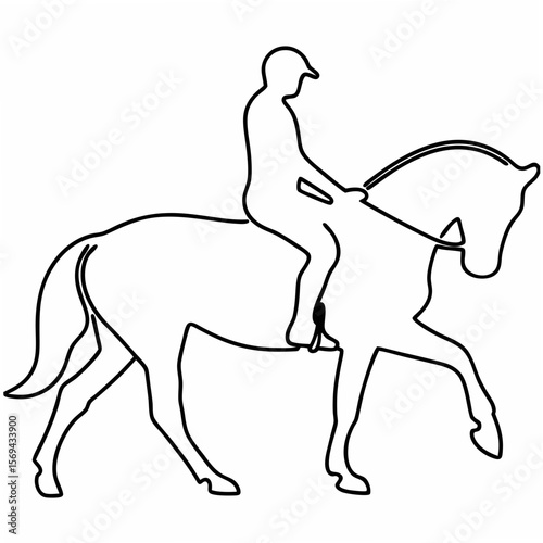 Horse and Rider Silhouette on White Background equestrian sport
