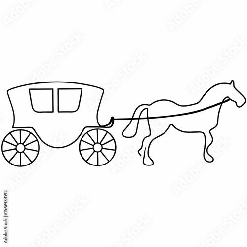 Horse drawn carriage outline vintage transport