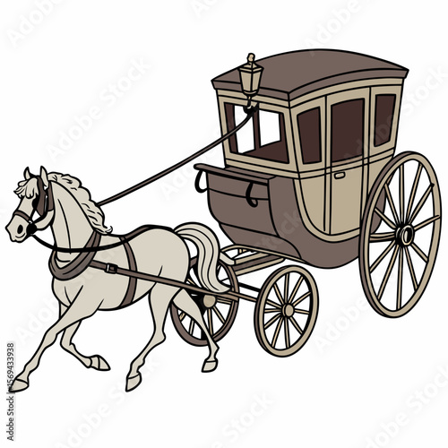 Horse drawn carriage with lamp transportation vintage