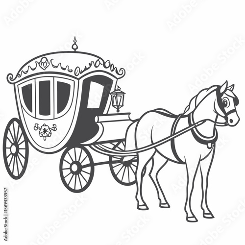 Horse drawn carriage with ornate detailing transport vintage