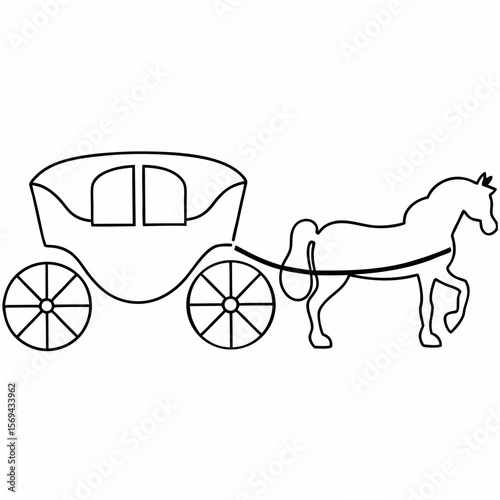 Horse drawn carriage outline vintage transport