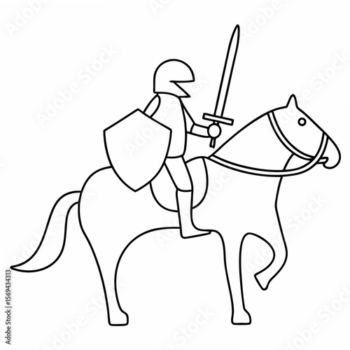 Knight on horseback with sword and shield medieval warrior