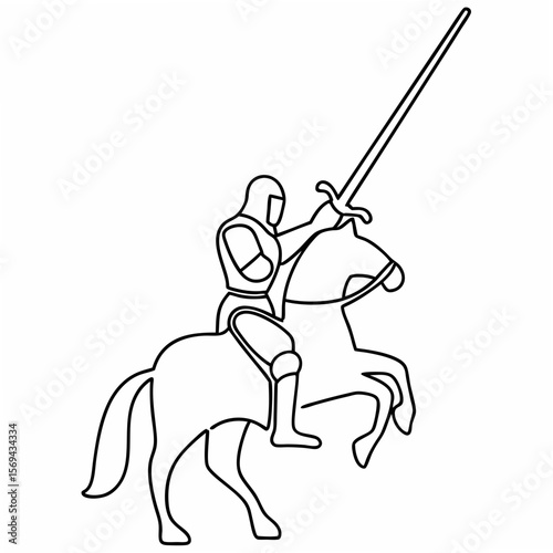 Knight on Warhorse with Lance medieval armor