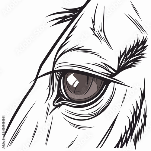 Majestic equine eye detailed vector illustration horse close up