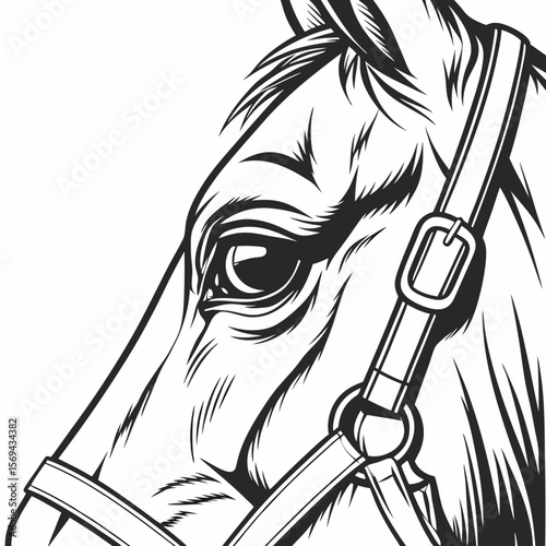 Majestic horse eye detailed vector portrait equine animal