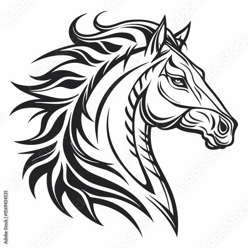 Wallpaper Mural Powerful black tribal horse head design tattoo Torontodigital.ca