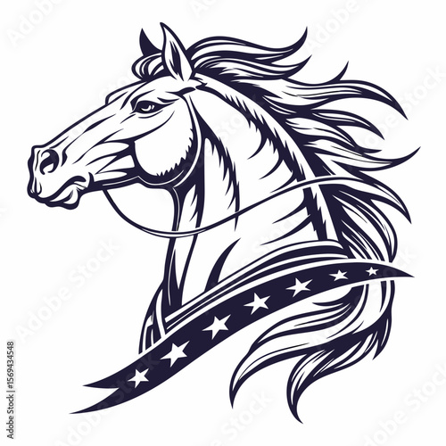 Wallpaper Mural Powerful horse head with flowing mane and stars equine animal Torontodigital.ca
