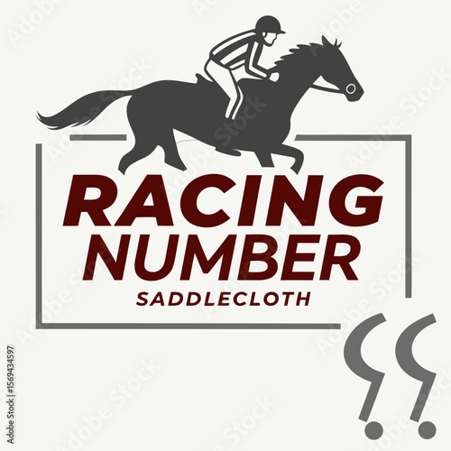Racing horse jockey saddlecloth text vector
