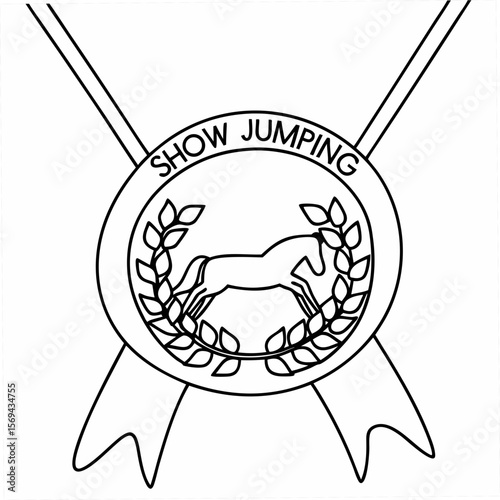 Show jumping horse laurel wreath ribbon design equestrian award
