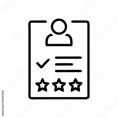 Minimal Resume Icon with Rating Stars and Checklist Elements