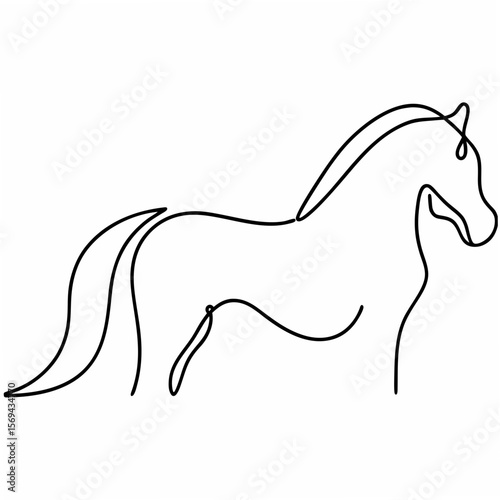 Single line drawing of a horse animal equestrian