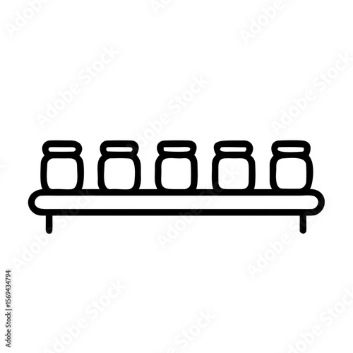Jar Shelf Line Icon – Storage Organization and Container Display Symbol