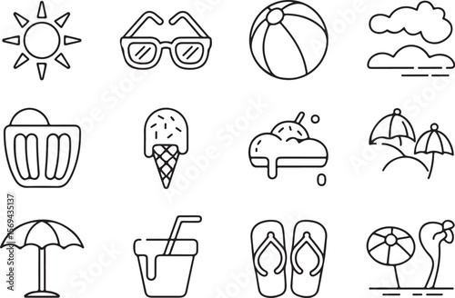 Ice Cream & Sunglasses Icon Set

