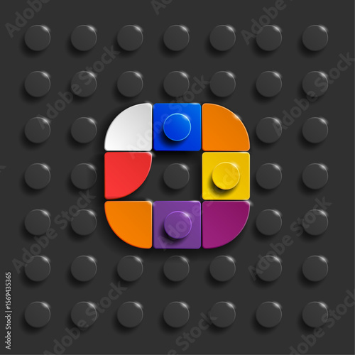 Colorful letters S of alphabet from building bricks on blue brick background. 3d letters . Realistic letters S. 3d letters a from building bricks